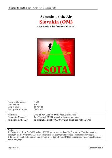 OM Association Reference Manual (English) - SOTA!