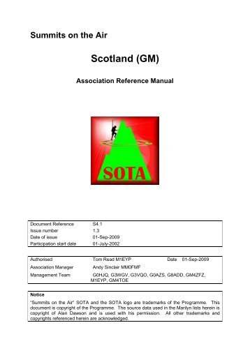 GM Association Reference Manual, updated 1st Sep 2009 - SOTA!