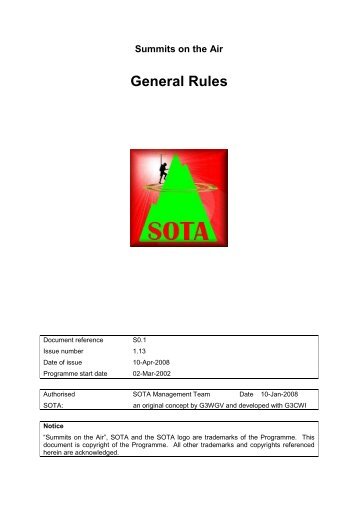 Summits on the Air General Rules - SOTA!