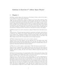Solutions to Exercises 3rd edition 'Space Physics' 1 Chapter 1