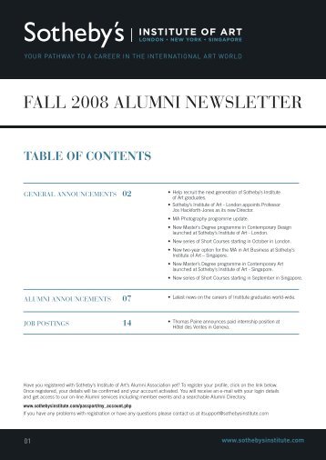 FALL 2008 ALUMNI NEWSLETTER - Sotheby's Institute of Art