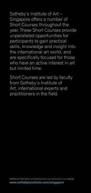 SHORT COURSES - Sotheby's Institute of Art