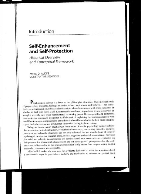 Self-Enhancement and Self-Protection - University of Southampton
