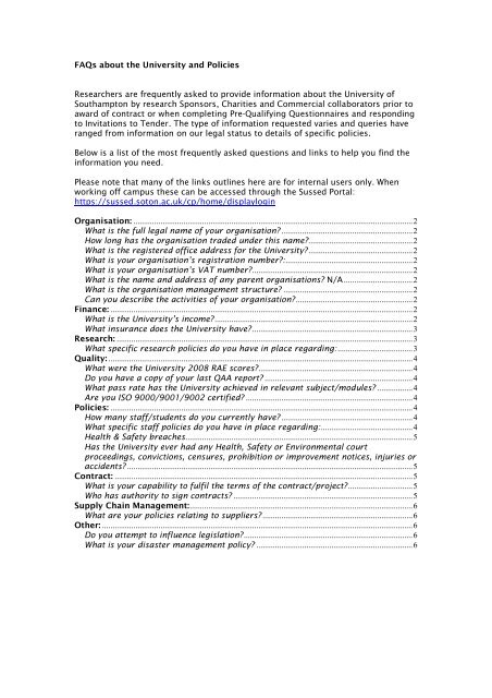 FAQs about the University and Policies Researchers are frequently ...