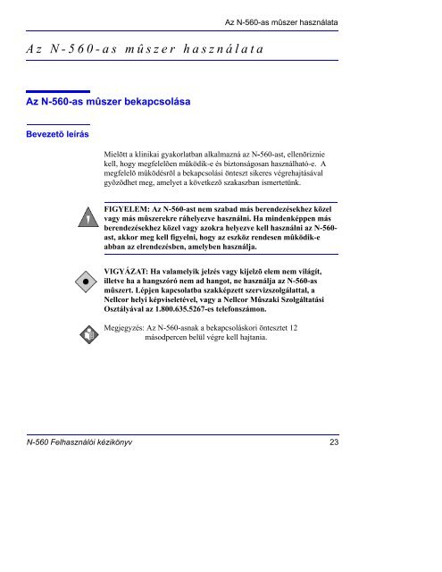 Az N-560-as mûszer használata - Covidien