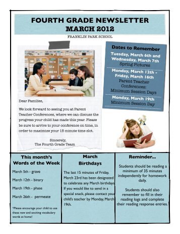 4th Grade March Newsletter