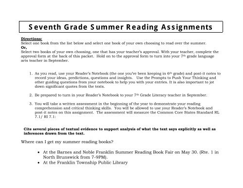 7th Grade Franklin Board Of Education