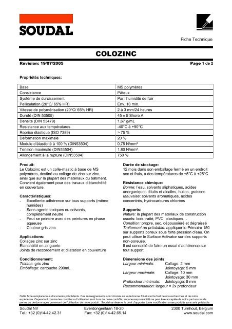 COLOZINC - Soudal