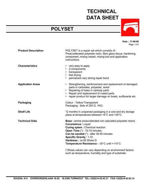 Polyset - Resina poliestere per riparazioni di carrozzeria - Soudal