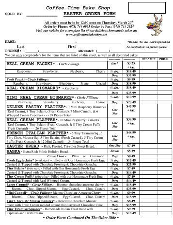 Mandarin Cake Shop Order Form Mandarin Cake Shop Order Form