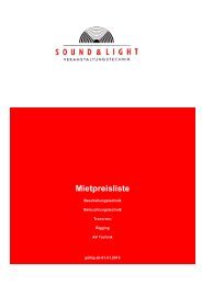 Preisliste Veranstaltungstechnik - Sound & Light