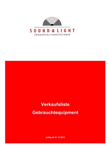 Preisliste Gebrauchtgeräte - Sound & Light