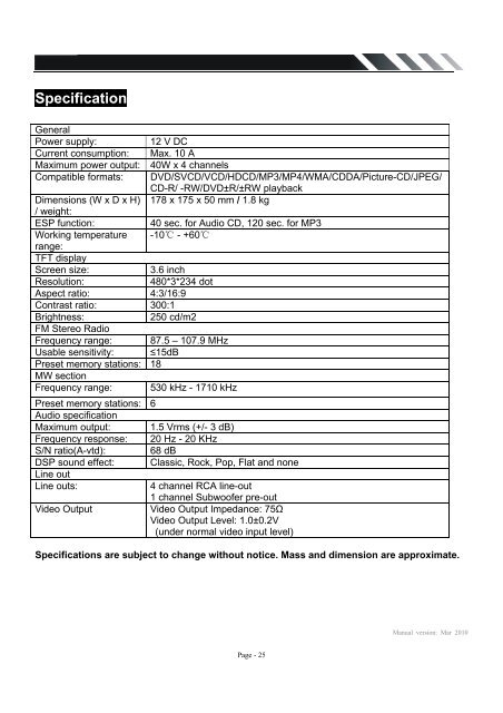 Owner's Manual - Soundstream