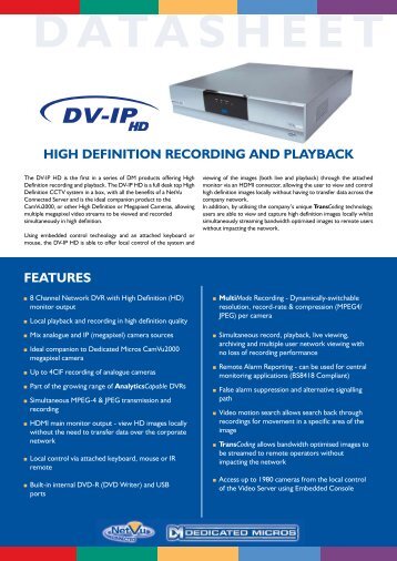 Dedicated Micros DM/DVPH/8H30 Video servers - SourceSecurity ...