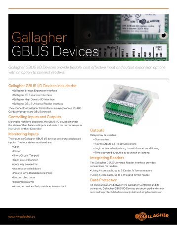 Gallagher GBUS Devices - Gallagher Security