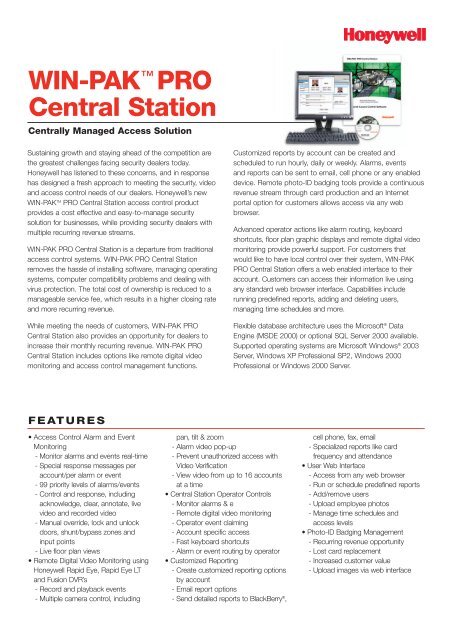 WIN-PAK™ PRO Central Station - SourceSecurity.com