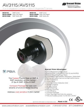Arecont Vision AV3115 IP cameras product datasheet