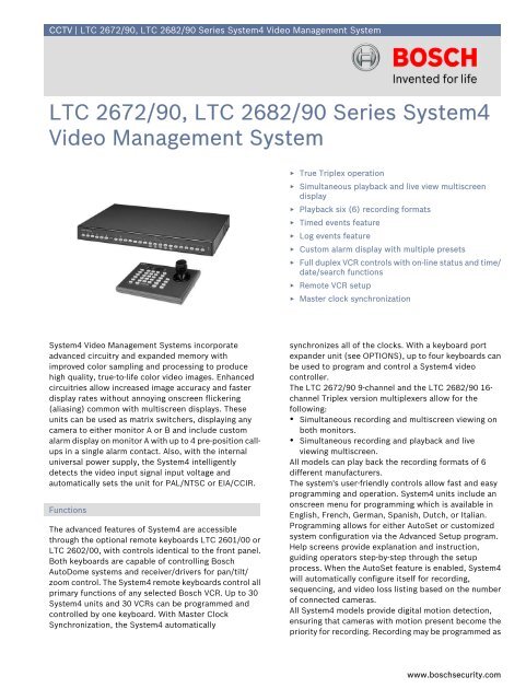 LTC 2672/90, LTC 2682/90 Series System4 Video Management ...