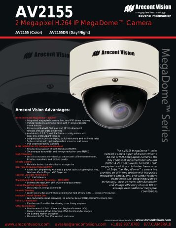 Arecont Vision AV2155 IP Dome cameras product datasheet