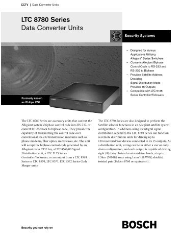 Bosch LTC 8780 Telemetry receivers product datasheet