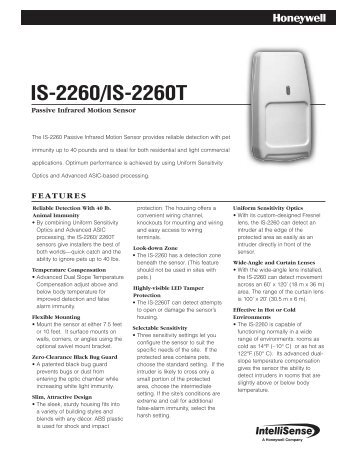 IS-2260/IS-2260T Data Sheet - DIY Alarms