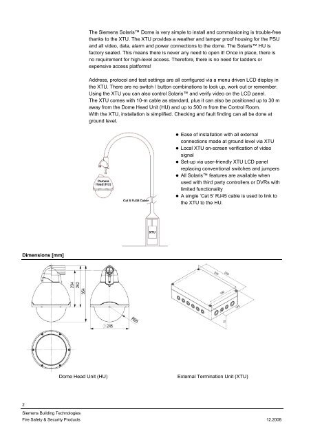 Siemens CCDS1425-ST Dome cameras product datasheet