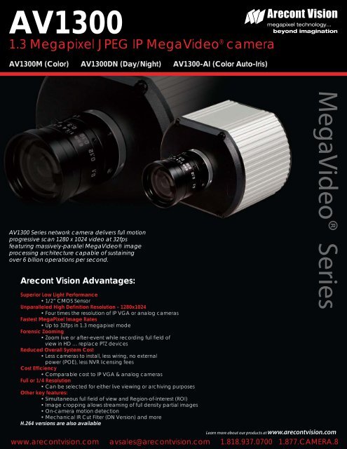 Arecont Vision AV1300DN IP cameras product datasheet