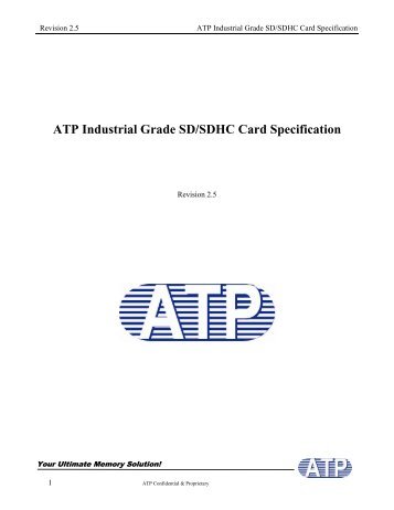 ATP Industrial Grade SD/SDHC Card Specification - Sourcetech