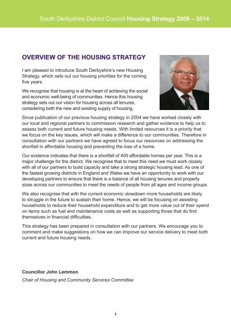 Housing Strategy 2009-2014 - South Derbyshire District Council