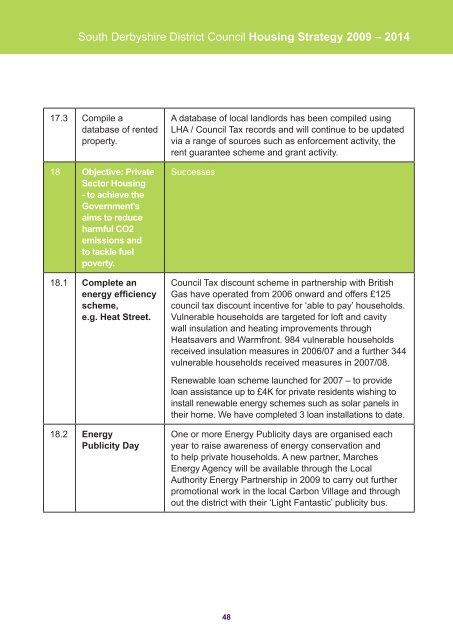 Housing Strategy 2009-2014 - South Derbyshire District Council