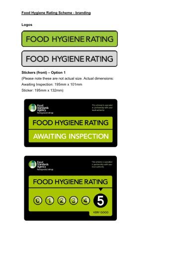 Food Hygiene Rating Scheme - branding Logos Stickers (front ...