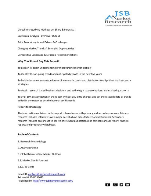 JSB Market Research - Global Microturbine Market Forecast and Opportunities, 2019