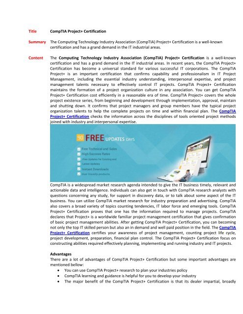 CompTIA Project+ Certification