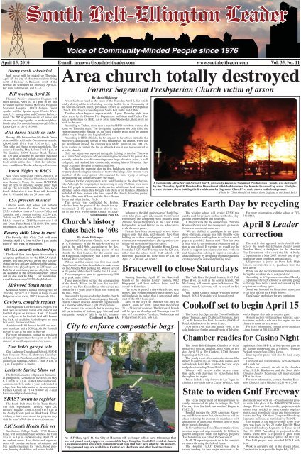 Area church totally destroyed   South Belt Ellington Leader