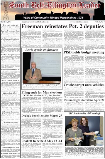 Freeman reinstates Pct. 2 deputies - South Belt-Ellington Leader