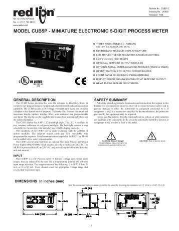 CUB5P Data Sheet/Manual PDF - Ritec