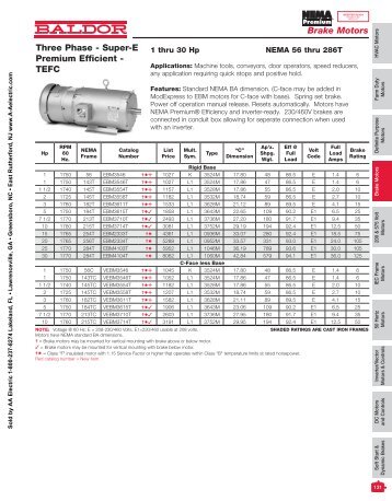 Brake Motors Three Phase - Super-E Premium Efficient ... - AA Electric