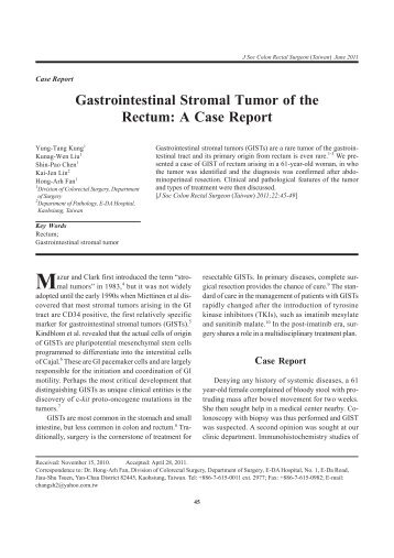 Gastrointestinal Stromal Tumor of the Rectum: A Case Report