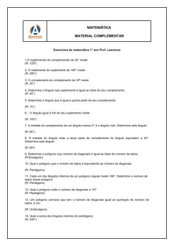 MATEMÁTICA - Curso e Colégio Acesso