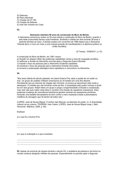 EXERCÍCIOS DE GEOGRAFIA 2.° ANO 01. Leia o trecho abaixo ...