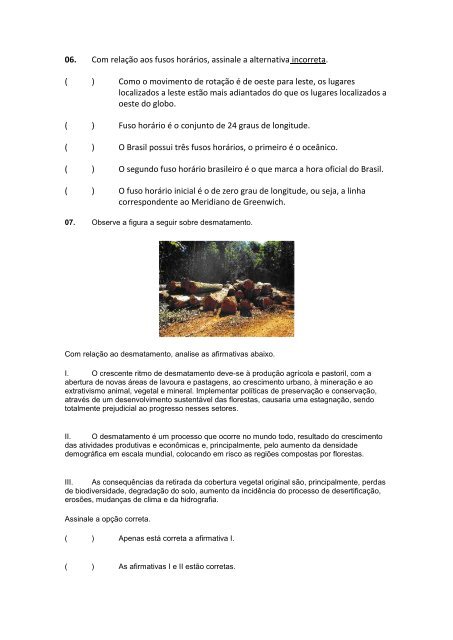 EXERCÍCIOS DE GEOGRAFIA 1.° ANO 01. A regionalização do ...