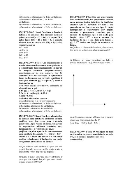 Lista de exercícios de funções, logaritmos e trigonometria. Questões ...