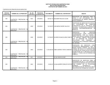 Informe contratos de Septiembre - Instituto TecnolÃ³gico Metropolitano