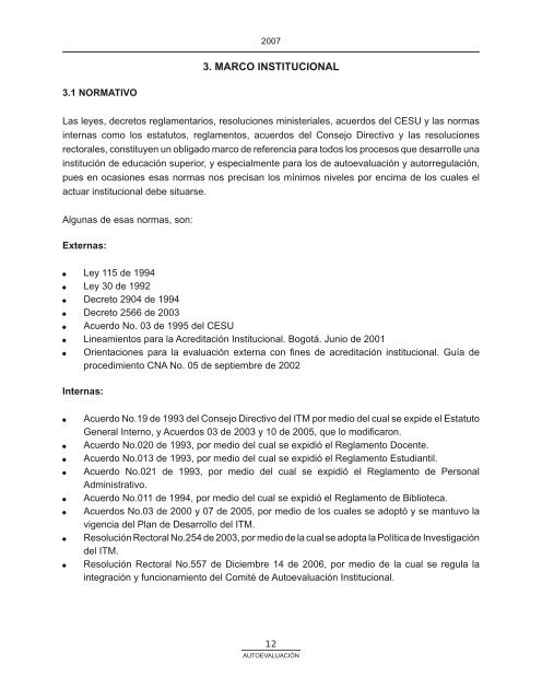 Modelo de AutoevaluaciÃ³n ITM - Instituto TecnolÃ³gico Metropolitano