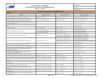 calendario Calendario - Instituto TecnolÃ³gico Metropolitano