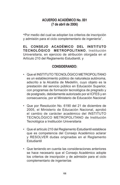 Reglamento Estudiantil - Instituto TecnolÃ³gico Metropolitano