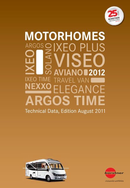 2012 Burstner motorhome Technical Specifications - Southdowns ...