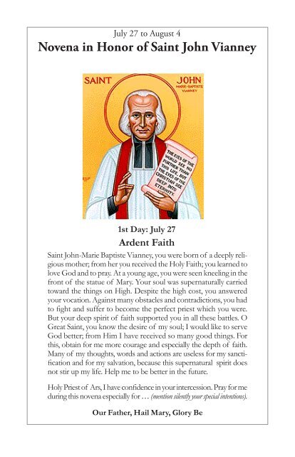 Novena In Honor Of Saint John Vianney 2965