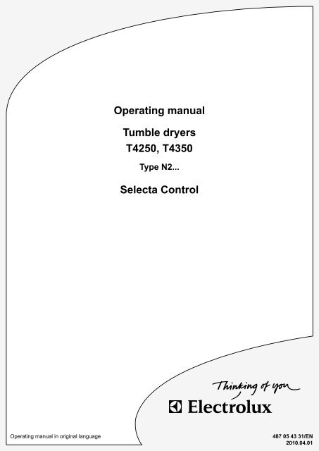 Operating manual Tumble dryers T4250, T4350 Selecta Control