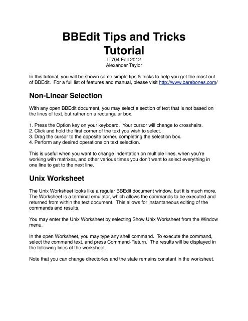 bbedit tutorial bbedit tutorial